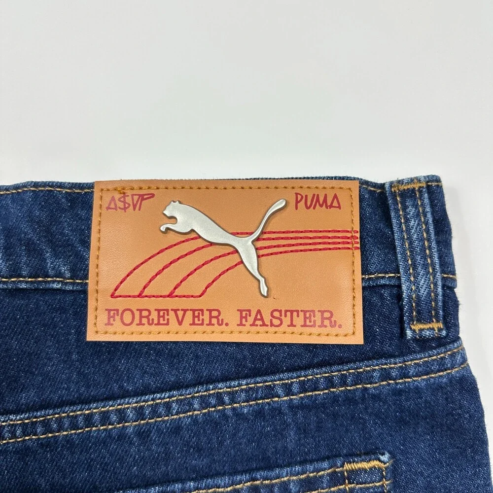 Puma X A$AP Rocky Jean Shorts Men's Size 34 Blue Denim Shorts 631066 01